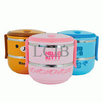 Jual RANTANG 2 SUSUN STAINLESS LUNCH BOX HELLO KITTY DORAEMON RILAKUMA TEMP Murah