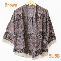 Jual cardigan kimono batik rumbai etnik simple kiwir-kiwir murah brown Murah