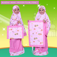 Mukena Motif Frozen Tsum Pink Color XS/ Bahan Soft Comfy/ Tidak Luntur