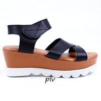 Jual Murah ! Sandal Wanita Platform Wedges Ankle Strap DN12 Hitam Murah