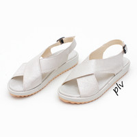 Jual BEST SELLER Sandal Platform Slingback Cross MM01 Putih Murah