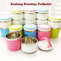 Jual Polkadot - Lunch Box Rantang / Rantang Stainless 3 Susun Baru Murah