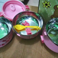 Jual RANTANG KARAKTER 3 SUSUN AH3 AD3 HELLO KITTY PLUS SENDOK Murah
