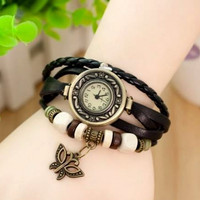 Jual Gelang Jam Tangan Tali Etnik Butterfly Black Murah
