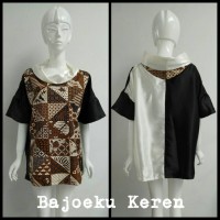 Jual Batik Modern Bahan Danar Hadi Variasi Satin Black and Off White Murah