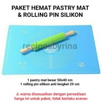 Jual Paket Pastry Mat + Rolling Pin Silikon (silpat silmat fondant workmat) Murah
