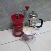 Jual paket coffee maker set alat kopi french press grinder filter cup Murah