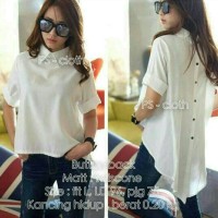 Jual BUTTON BACK Twiscone bw white putih blouse top Murah