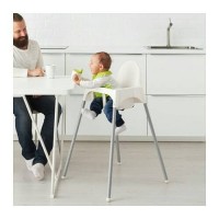 Jual IKEA ANTILOP Kursi makan anak dg tali pengaman, putih, warna perak Murah