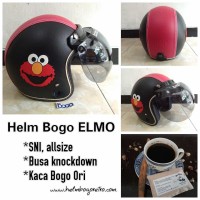 Helm Bogo Retro Kulit Motif Elmo