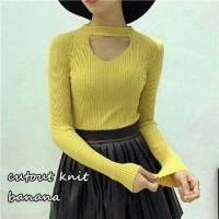Jual Cut Out Knit Banana Mustard Murah