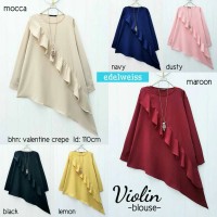 Jual Atasan Wanita Blouse violin asimetris Polos Lengan Panjang Jumbo XXL Murah
