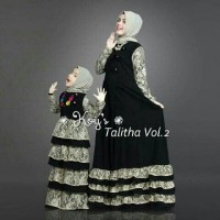 Jual Baju Muslim Couple Anak Ibu Kondnagan CP Mom Kid Thalita Hitam Import Murah