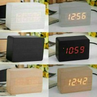 Jual Murah Jam Led Meja WOOD CLOCK weker Motif Kayu Unik Murah