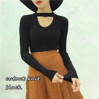 Jual Cut Out Knit Black Murah