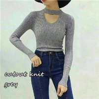 Jual Cut Out Knit Grey Murah