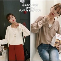 Jual TKPR6Y kemeja putih kemeja coklat kemeja lengan panjang baju oversize Murah