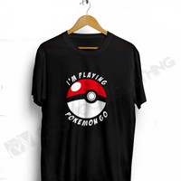 Jual L925 KAOS POKEMON GO IM PLAYING POKEMON GO KODE PL925 Murah