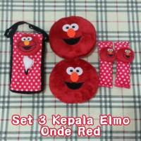 Jual Set car headrest bantal kepala jok leher mobil boneka elmo merah red 3 Murah