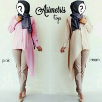Jual HV10128 Baju Atasan Muslim Wanita ASIMETRIS TOP KODE BIS10182 Murah