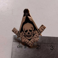 Jual Vintage Masonic Square & Compasses With Skull Bones Cut Out Lapel Pin Murah