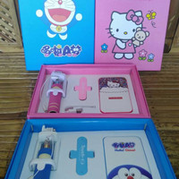 Jual DORAEMON POWERBANK GIFT SET TONGSIS KABEL MINI KADO UNIK LUCU MURAH HP Murah