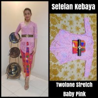 Jual Setelan Kebaya Jadi Kutu Baru Two Tone Baby Pink Murah