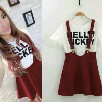 Jual Set Mickey Moy Maroon Fashion Wanita Baju Setelan Overall Murah
