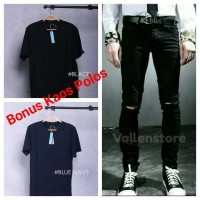 Jual Celana Jeans Pensil Hitam Pria Ripped / Sobek Murah