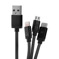Jual CABLE UNIVERSAL EARLDOM 3-IN-1 WITH 2 MICRO USB ET-885 BLACK Murah
