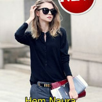 Jual Murah ! Hem Naura Hitam kemeja wanita twiscone hitam Murah
