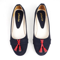 Jual Promo ! Sepatu Flat Shoes Flatshoes Wanita Tassel AF02 Navy Murah