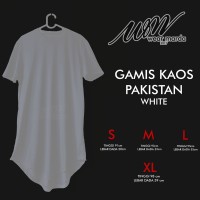 Jual baju kaos gamis pakistan lengan pendek putih,baju koko pria Murah