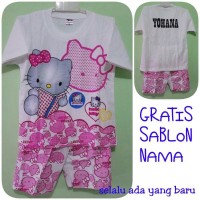 Jual BARU KAOS/BAJU SETELAN ANAK HELLO KITTY/FROZEN/PRINCES/GRATIS NAMA Murah