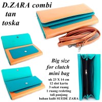 Jual HV1841 DOMPET CLUTCH KULIT SUEDE WANITA ZARA COMBI KODE BIS1895 Murah
