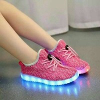 Jual Sepatu anak peremuan LED premium import pink Murah