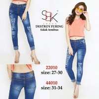 Jual 31-34 SBK 44010 Destroy Lapis ripped sobek hijab blue biru jeans stret Murah