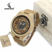 Jual BOBO BIRD WB09 Exposed Movement Design Bamboo Wood Quartz Watches Murah