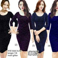 Jual midi dress motif glitter Murah