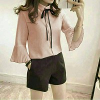 Jual 05-HnM Shirt Peach 70.000 bahan crepe import tebal LD96cm ada tali dan Murah