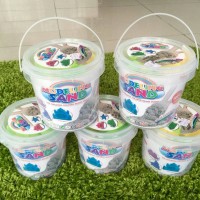 Jual Mainan Pasir Kinetik 1/2 kg + 6cetakan + 2sekop Murah