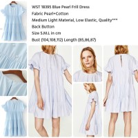 Jual WST 18395 - Blue Pearl Frill Dress Murah