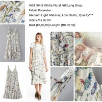 Jual WST 18415 - White Floral Frill Long Dress Murah