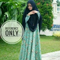 Baju Muslim Syari baju selebgram sisesa kotak green ( gamis + khimar