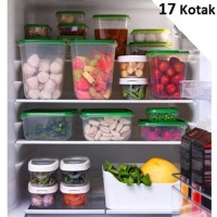 Jual IKEA PRUTA - Tempat Makanan / Kotak Makanan Set Isi 17, Transparan Murah