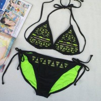 Jual BIG SIZE Bikini Neon Green Studded Import Swimwear Swimsuit Murah
