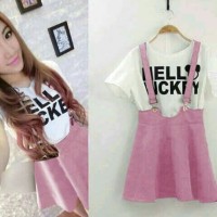 Jual Set Mickey Moy Pink Fashion Wanita Baju Setelan Overall Murah