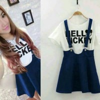 Jual Set Mickey Moy Navy Fashion Wanita Baju Setelan Overall Murah