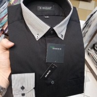 Jual Fashionable kemeja Alisan doby hitam panjang kombinasi slim fit Murah