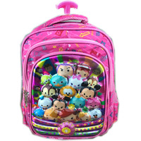 Jual Tas Sekolah Troley Anak TK Gambar Tsum Tsum Mickey Minnie Mouse Pink Murah